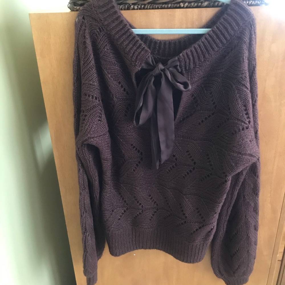 Abercrombie NWT Women Small Brown tie back sweater - Picture 3 of 10